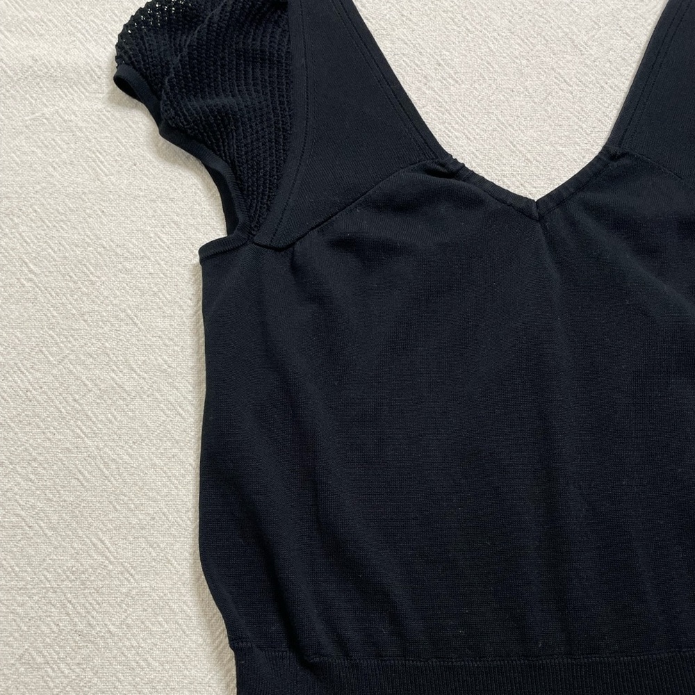 Anne Fontaine Black Cotton Knit Crochet Dress L - Picture 3 of 6